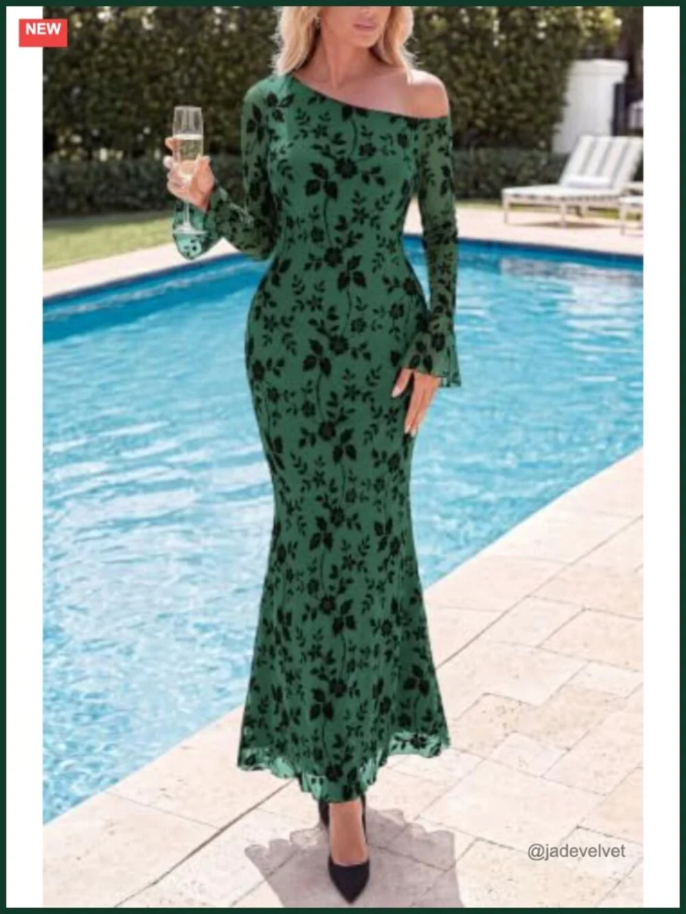 Off Shoulder Floral Mesh Maxi Dress, Long Sleeve Bodycon Formal